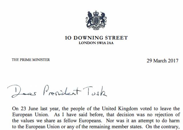 Article 50 Letter
