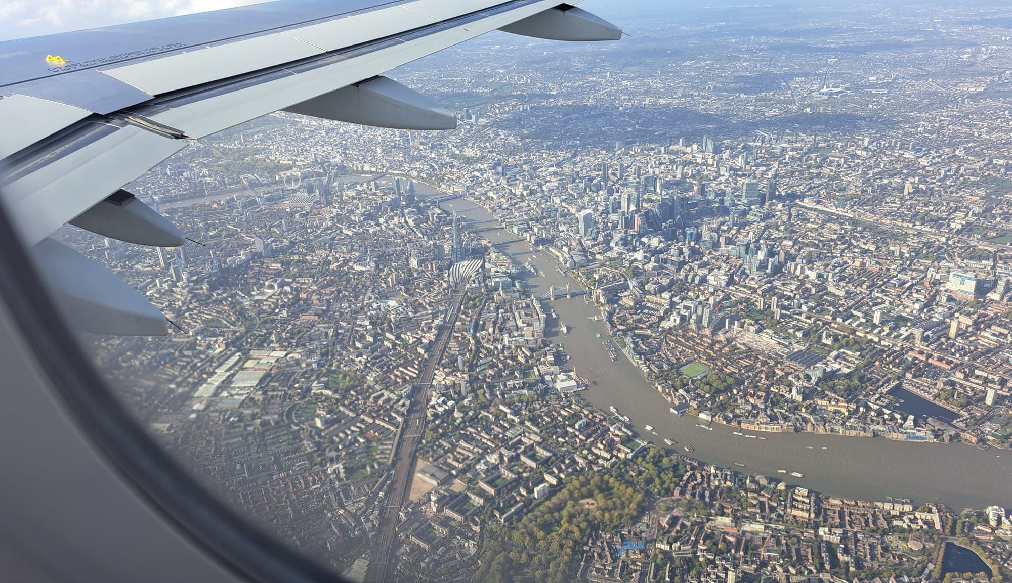 An aerial view of London from flight OS461 on 26 October 2022